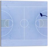 Dibond - Basketbal Veld Blauw - 50x50cm Foto op Aluminium (Wanddecoratie van metaal)
