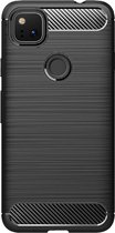 Shop4 - Google Pixel 4a Hoesje - Zachte Back Case Brushed Carbon Zwart