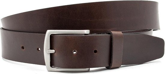 Thimbly Belts Nette jeans riem bruin - heren en dames riem - 4 cm breed - Bruin - Echt Leer - Taille: 110cm - Totale lengte riem: 125cm