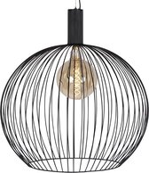 QAZQA wire - Moderne Grote hanglamp voor boven de eettafel | in eetkamer - 1 lichts - Ø 70 cm - Zwart -  Woonkamer | Slaapkamer | Keuken