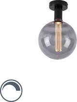 QAZQA facile - Moderne LED Plafondlamp - 1 lichts - Ø 200 mm - Zwart -  Woonkamer | Slaapkamer | Keuken