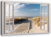 Schilderij Uitzicht op Noordzee, 2 maten, wit/blauw, Premium print