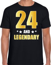 24 and legendary verjaardag cadeau t-shirt / shirt - zwart - gouden en witte letters - voor heren - 24 jaar verjaardag kado shirt / outfit 2XL