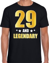 29 and legendary verjaardag cadeau t-shirt / shirt - zwart - gouden en witte letters - voor heren - 29 jaar verjaardag kado shirt / outfit S