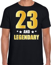 23 and legendary verjaardag cadeau t-shirt / shirt - zwart - gouden en witte letters - voor heren - 23 jaar verjaardag kado shirt / outfit M