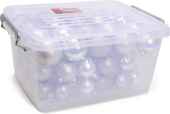 Lifetime Kerstballen set in box - 70 ballen - Plastic / Kunststof | Zilver  | bol.com