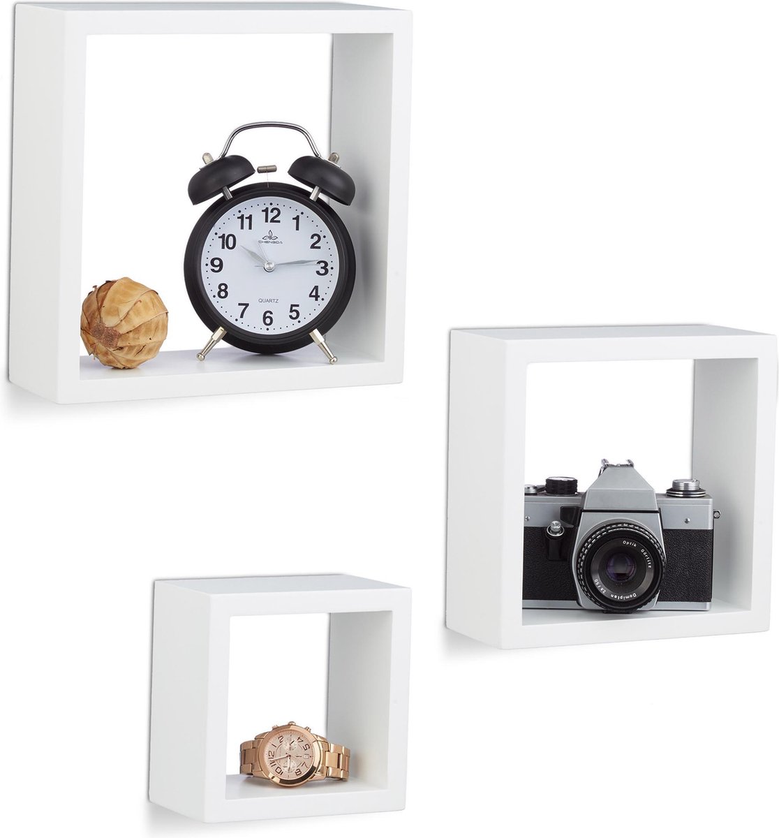 Relaxdays Wandplank Cube Set van 3, vierkante MDF-wandplanken Relaxdays Wandplank Cube Set van 3, vierkante MDF-wandplanken