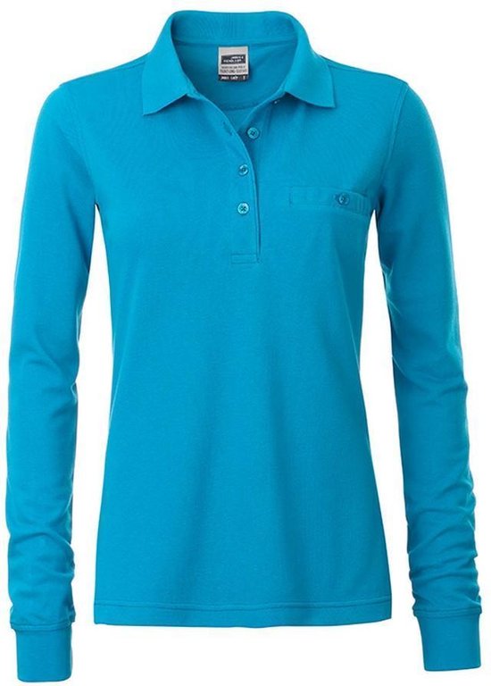 James and Nicholson Dames/dames Werkkleding Lange Mouwen Zak Polo (Turquoise)