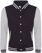 AWDis Womens/Girlie Varsity Jacket  (Jet Black/Heather Grey)
