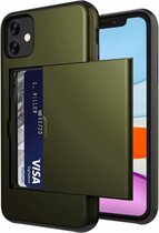 Kaarthouder case met slide geschikt voor Apple iPhone 12 Mini - 5.4 inch - groen