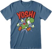 Nintendo Super Mario Heren Tshirt -2XL- Yoshi Blauw