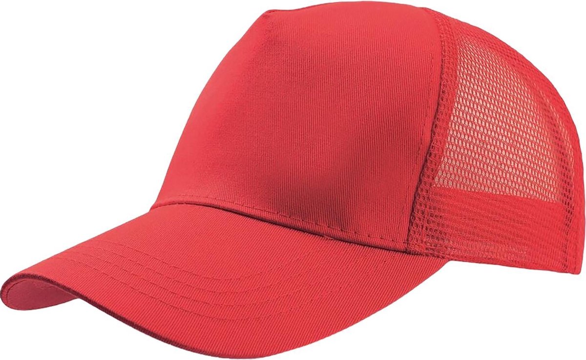 Atlantis Rapper Cotton 5 Panel Trucker Cap (Rood/Rood)