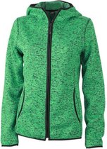 James and Nicholson Dames/dames Gebreide Fleece Hoodie (Groen gemeland/zwart)