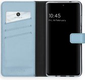 Samsung Galaxy S20 FE Hoesje met Pasjeshouder - Selencia Echt Lederen Booktype - Lichtblauw