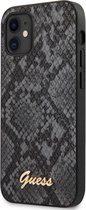 iPhone 12 Mini Backcase hoesje - Guess - Slangenprint Zwart - Kunstleer