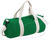 Bagbase Gewoon Varsity Barrel / Duffle Bag (20 Liter) (Kelly Green/Off White)