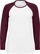 SOLS Dames/dames Melkachtig Contrast T-Shirt met lange mouwen (Wit/Bourgondië)