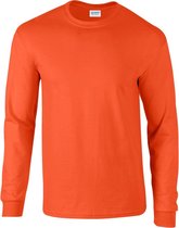 Gildan Heren Effen Bemanningsleden Hals Ultra Katoen Lange Mouw T-Shirt (Oranje)