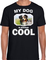 Australische herder honden t-shirt my dog is serious cool zwart - heren - Australische herders liefhebber cadeau shirt 2XL