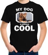 Duitse herder honden t-shirt my dog is serious cool zwart - kinderen - Duitse herders liefhebber cadeau shirt L (146-152)