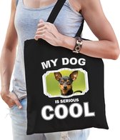 Dieren Dwergpinschers tasje katoen volw + kind zwart - my dog is serious cool kado boodschappentas/ gymtas / sporttas - honden / hond