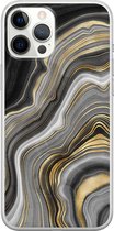 iPhone 12 Pro Max hoesje siliconen - Marble agate - Soft Case Telefoonhoesje - Print / Illustratie - Transparant, Goud