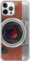iPhone 12 Pro Max hoesje siliconen - Vintage camera - Soft Case Telefoonhoesje - Print / Illustratie - Transparant, Bruin