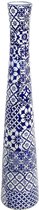 SVJ Home Decorations  Vaas Chinees Keramiek blauw wit - H 90 x Ø 18,5 cm - Bloemenvaas - Deco Vaas