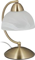 Relaxdays tafellamp touch functie - bureaulamp - E14 - nachtlamp - glas - retro - dimbaar - messing