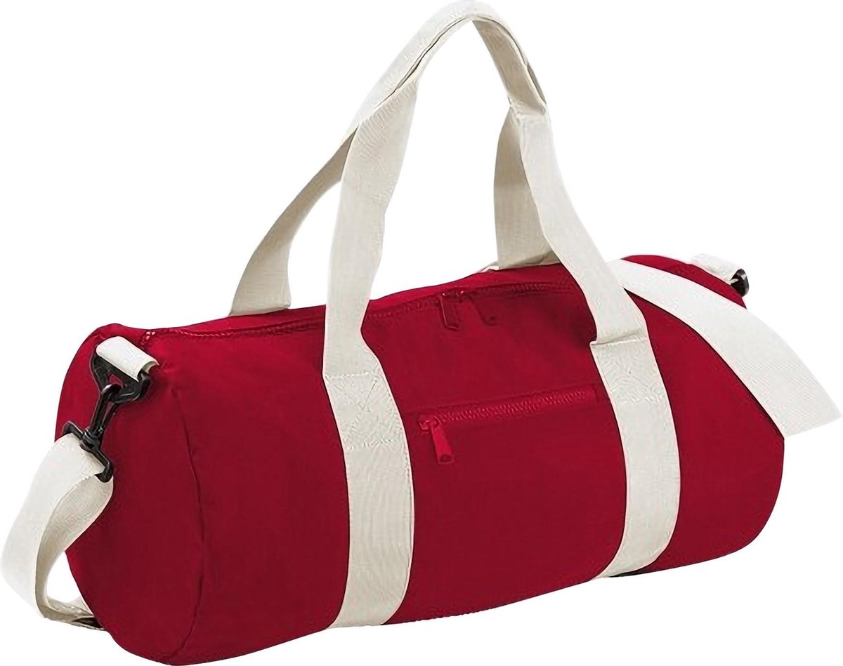 Bagbase Gewoon Varsity Barrel / Duffle Bag (20 Liter) (Pakket van 2) (Klassiek rood/wit)