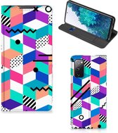 GSM Hoesje Gepersonaliseerd Cadeau Geschikt voor Samsung Galaxy S20 FE Wallet Case Blokken Kleurrijke