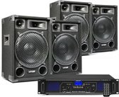 DJ geluidsinstallatie met Bluetooth - 4x MAX12 DJ luidsprekers + Bluetooth versterker combinatie - 2800W