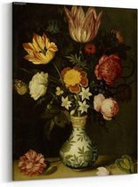 Schilderij - Stilleven met bloemen in een Wan-li vaas — 60x90 cm