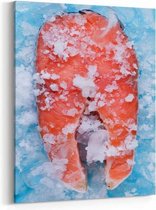 Schilderij - Fresh cut Salmon steaks with ice — 70x100 cm