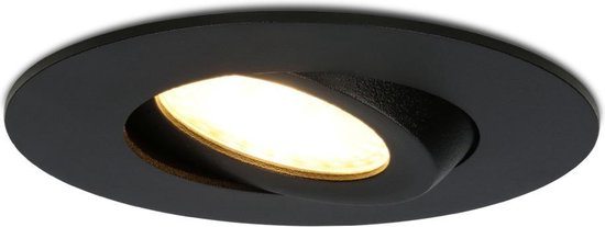 bol.com | LED inbouwspot Napels IP65 8 Watt 2700K dimbaar 360° kantelbaar  zwart