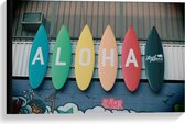 Canvas  - Aloha Surfborden - 60x40cm Foto op Canvas Schilderij (Wanddecoratie op Canvas)