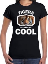 Dieren tijgers t-shirt zwart dames - tigers are serious cool shirt - cadeau t-shirt tijger/ tijgers liefhebber XL
