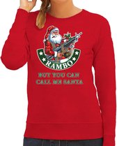 Foute Kerstsweater / Kersttrui Rambo but you can call me Santa rood voor dames - Kerstkleding / Christmas outfit L