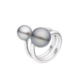 CHRIST Pearls Dames Dames ring 925 sterling zilver 2 Tahiti 54 Zilver Grijs 32005613