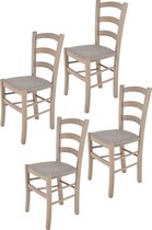 Tommychairs Venice - Eetkamerstoelen - Set van 4 - Licht Grijs - Stof & Hout