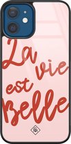 iPhone 12 hoesje glass - La vie est belle | Apple iPhone 12  case | Hardcase backcover zwart