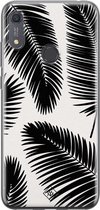 Huawei Y6 (2019) hoesje siliconen - Palm leaves silhouette | Huawei Y6 (2019) case | zwart | TPU backcover transparant