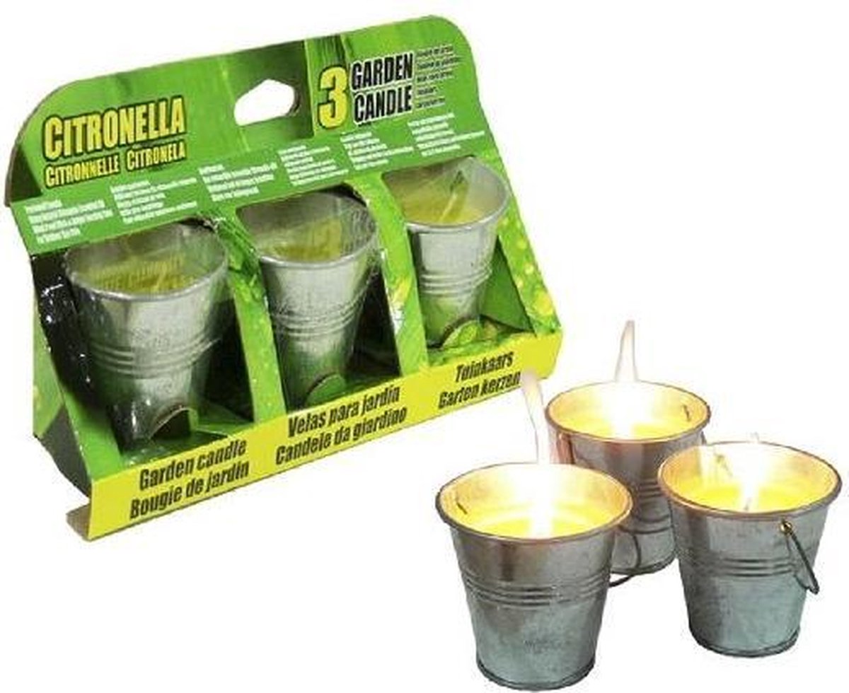 Citronella Kaars in Metalen Emmer 3 Stuks 6.5cm