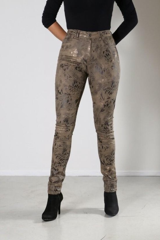 Pantalon femme New Star Maine taupe / noir enduit - taille 33 | bol.com