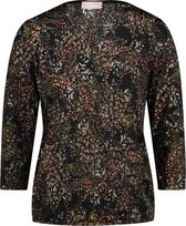 Cassis - Female - Soepel T-shirt met bloemenprint  - Zwart