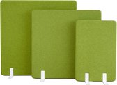 Akoestische wand Wolvilt breed 80CM hoog 120CM kleur wolvilt Licht groen WV10 kleur beugel Wit (RAL9010)