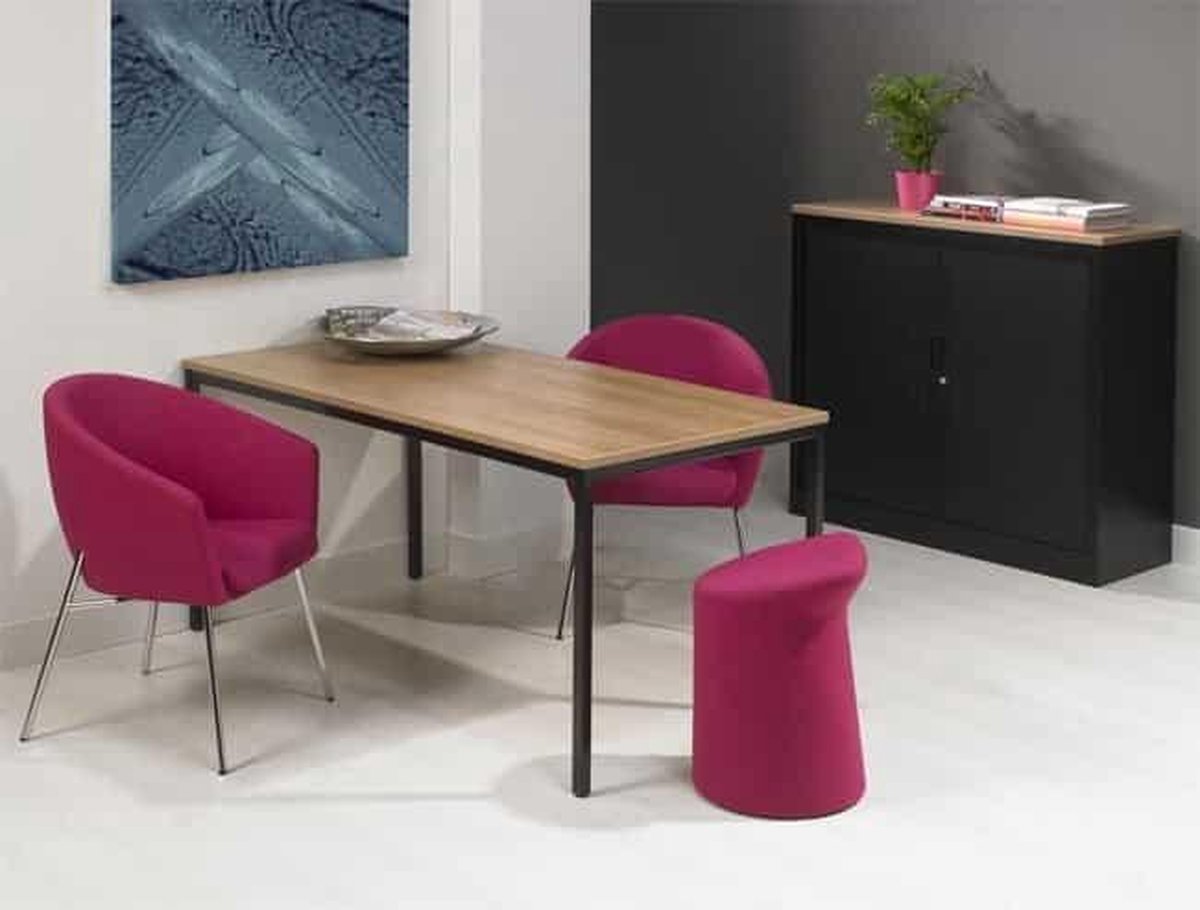 ABC Kantoormeubelen Bureautafel of kantinetafel breed 200CM diep 100CM bladkleur Licht Eiken framekleur Wit (RAL9010) Wit (RAL9010)/Licht Eiken