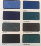 Akoestisch bureauscherm Lucia breed 180CM hoog 53CM kleur lucia Blauw PO08 kleur beugel Zwart (RAL9011)