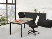 4 poots slinger verstelbaar bureau zit/zit Kubus breed 160CM diep 80CM bladkleur Robson Eiken framekleur Aluminium (RAL9006)