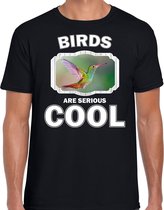 Dieren vogels t-shirt zwart heren - birds are serious cool shirt - cadeau t-shirt kolibrie vogel/ vogels liefhebber L